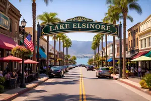 The Lake Elsinore welcome arch over Main Street in downtown Lake Elsinore, CA