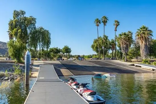 Boat launch and marina at Lake Perris, in Perris, CA