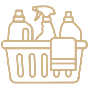 Icon representing cleaning supplies, part of the Lumiora 'Why Choose Us' icon set